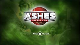 Title screen of Ashes Cricket 2009 on the Nintendo Wii.