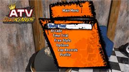 Title screen of Atv Quad Kings on the Nintendo Wii.