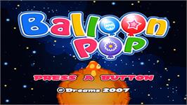 Title screen of Balloon Pop on the Nintendo Wii.