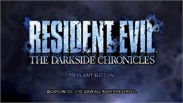 Title screen of Biohazard - The Darkside Chronicles on the Nintendo Wii.