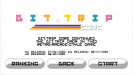 Title screen of Bit.trip Core on the Nintendo Wii.