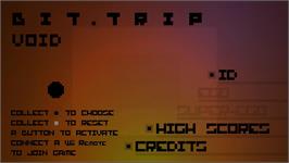 Title screen of Bit.trip Void on the Nintendo Wii.