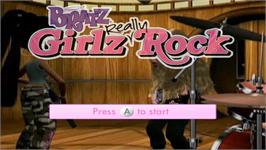 Title screen of Bratz - Girlz Really Rock on the Nintendo Wii.