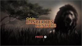 Title screen of Cabela's Dangerous Hunts 2013 on the Nintendo Wii.