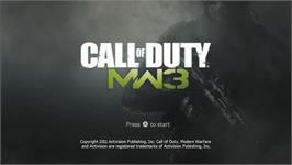 Title screen of Call Of Duty - Modern Warfare 3 on the Nintendo Wii.