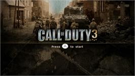 Title screen of Call Of Duty 3 - En Marche Vers Paris on the Nintendo Wii.