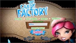 Title screen of Candace Kane's Candy Factory on the Nintendo Wii.