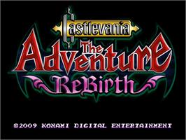 Title screen of Castlevania - The Adventure Rebirth on the Nintendo Wii.