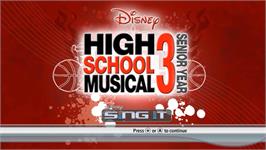 Title screen of Disney Sing It! High School Musical 3 - Senior Year on the Nintendo Wii.