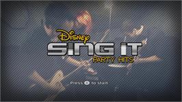 Title screen of Disney Sing It - Party Hits on the Nintendo Wii.