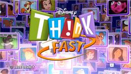 Title screen of Disney Th!nk Fast on the Nintendo Wii.