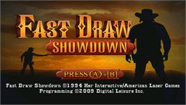 Title screen of Fast Draw Showdown on the Nintendo Wii.