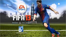 Title screen of Fifa 13 on the Nintendo Wii.