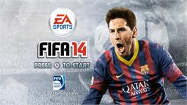 Title screen of Fifa 14 on the Nintendo Wii.