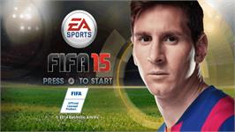 Title screen of Fifa 15 on the Nintendo Wii.