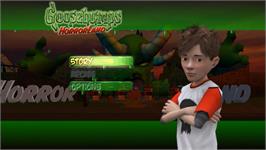 Title screen of Goosebumps HorrorLand on the Nintendo Wii.