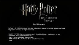Title screen of Harry Potter And The Half-blood Prince on the Nintendo Wii.