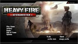 Title screen of Heavy Fire - Afghanistan on the Nintendo Wii.
