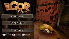Title screen of Igor - Le Jeu on the Nintendo Wii.