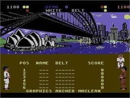 Title screen of International Karate (C64) on the Nintendo Wii.