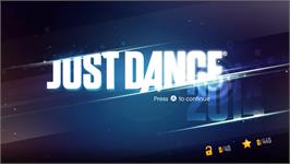 Title screen of Just Dance 2014 on the Nintendo Wii.