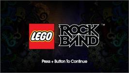 Title screen of Lego Rock Band on the Nintendo Wii.