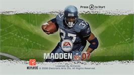 Title screen of Madden Nfl 07 on the Nintendo Wii.