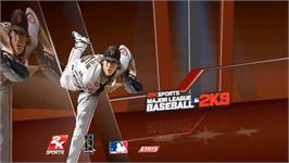 Title screen of Major League Baseball 2k9 on the Nintendo Wii.