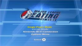 Title screen of Major League Eating - The Game on the Nintendo Wii.