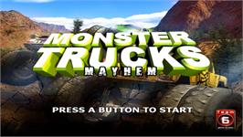 Title screen of Monster Trucks Mayhem on the Nintendo Wii.
