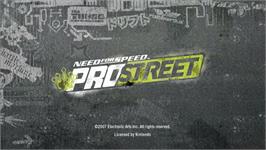 Title screen of Need For Speed Prostreet on the Nintendo Wii.