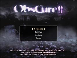 Title screen of Obscure 2 on the Nintendo Wii.