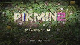 Title screen of Pikmin 2 on the Nintendo Wii.