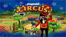 Title screen of Playmobil Circus - Tous En Piste on the Nintendo Wii.