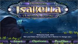 Title screen of Princess Isabella : A Witch's Curse on the Nintendo Wii.