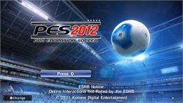 Title screen of Pro Evolution Soccer 2012 on the Nintendo Wii.