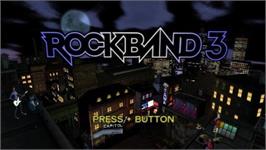 Title screen of Rock Band 3 on the Nintendo Wii.