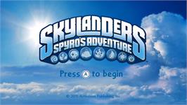 Title screen of Skylanders - Spyro's Adventure on the Nintendo Wii.