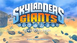 Title screen of Skylanders Giants on the Nintendo Wii.