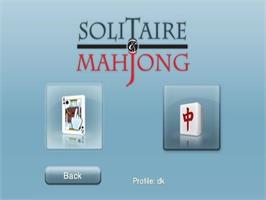Title screen of Solitaire & Mahjong on the Nintendo Wii.