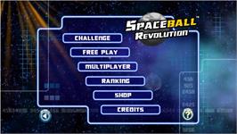 Title screen of Spaceball Revolution on the Nintendo Wii.