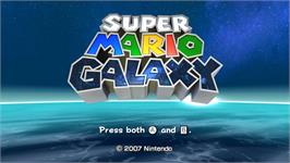 Title screen of Super Mario Galaxy on the Nintendo Wii.
