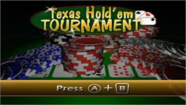 Title screen of Texas Hold'em Tournament on the Nintendo Wii.