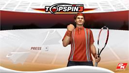 Title screen of Top Spin 3 on the Nintendo Wii.