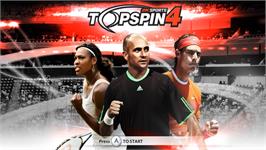 Title screen of Top Spin 4 on the Nintendo Wii.