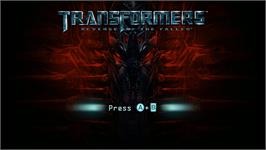 Title screen of Transformers - La Revanche on the Nintendo Wii.