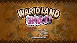 Title screen of Wario Land - The Shake Dimension on the Nintendo Wii.