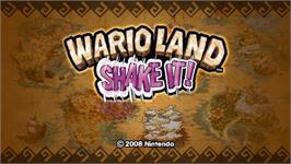 Title screen of Wario Land  - Shake It on the Nintendo Wii.