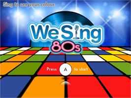 Title screen of We Sing 80s on the Nintendo Wii.