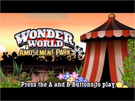 Title screen of Wonder World Amusement Park on the Nintendo Wii.